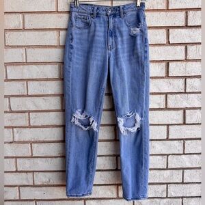 Women’s High-Waisted Distressed Blue Jeans